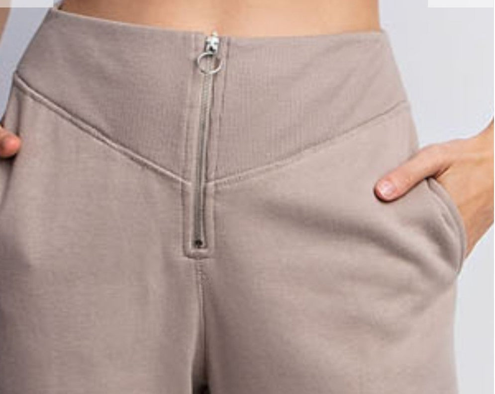 Fleece French terry ribbed sweatpants