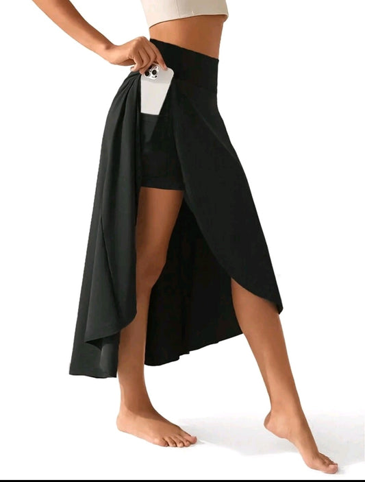 2 in 1 athletic long skirt