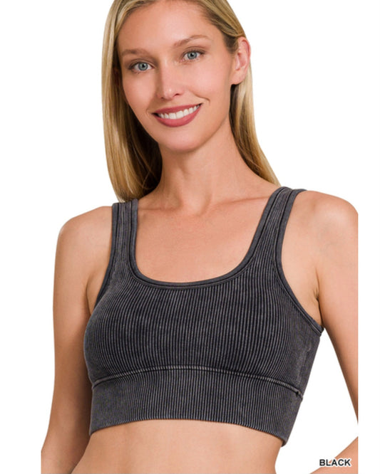 Washes ribbed bralette with pads