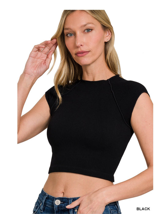 Short sleeve ribbed seamless crop