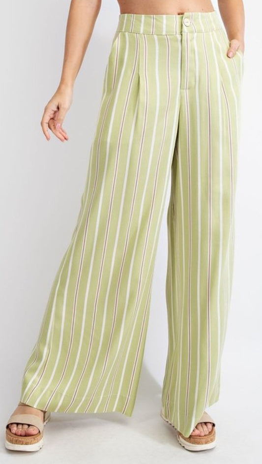Striped print wide leg pants