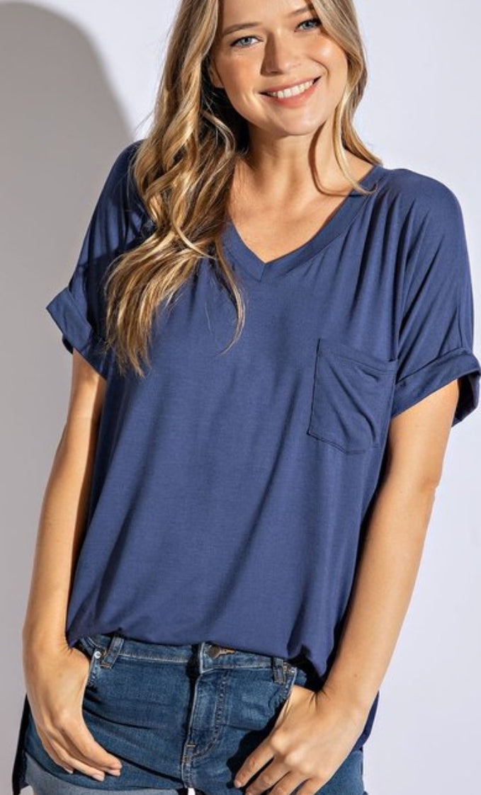 V-neck high-low shirt