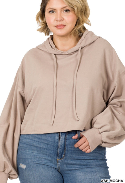 Cropped Bubble sleeve hoodie