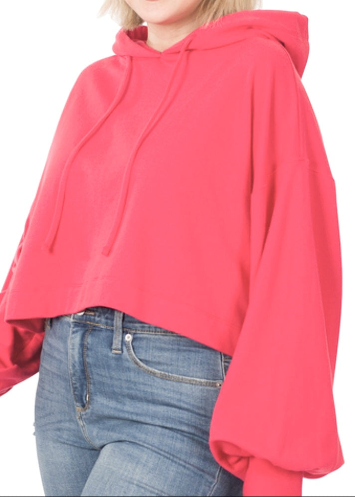 Cropped Bubble sleeve hoodie