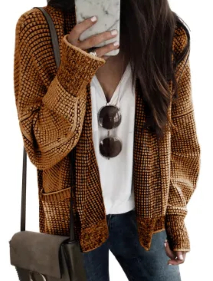 Waffle short cardigan