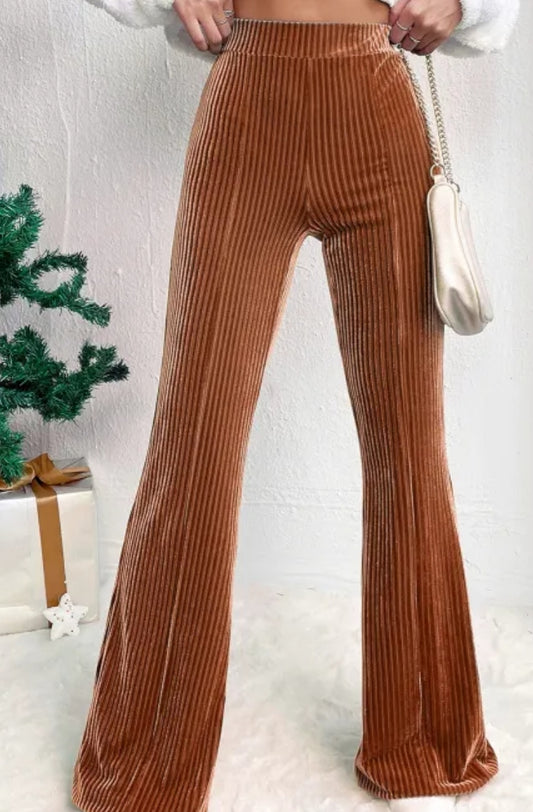 Velvet striped Flared pants