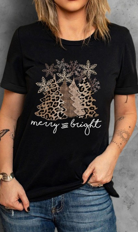 Leopard Merry and Bright T-shirt