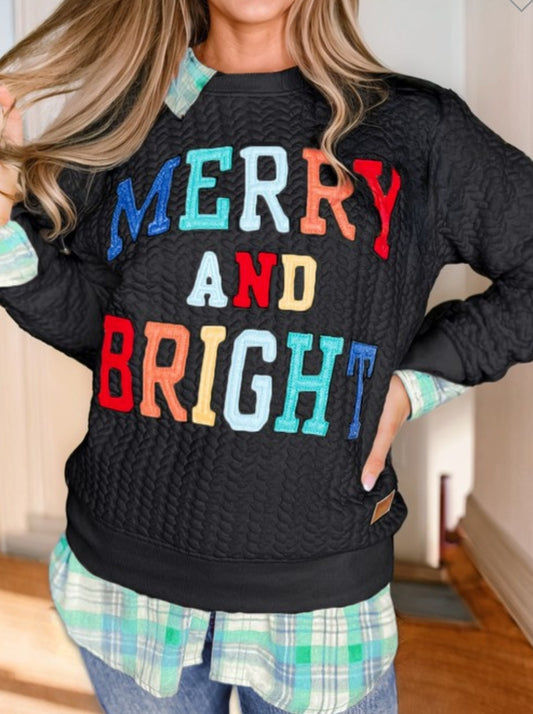 Merry and bright cable knit sweatshirt