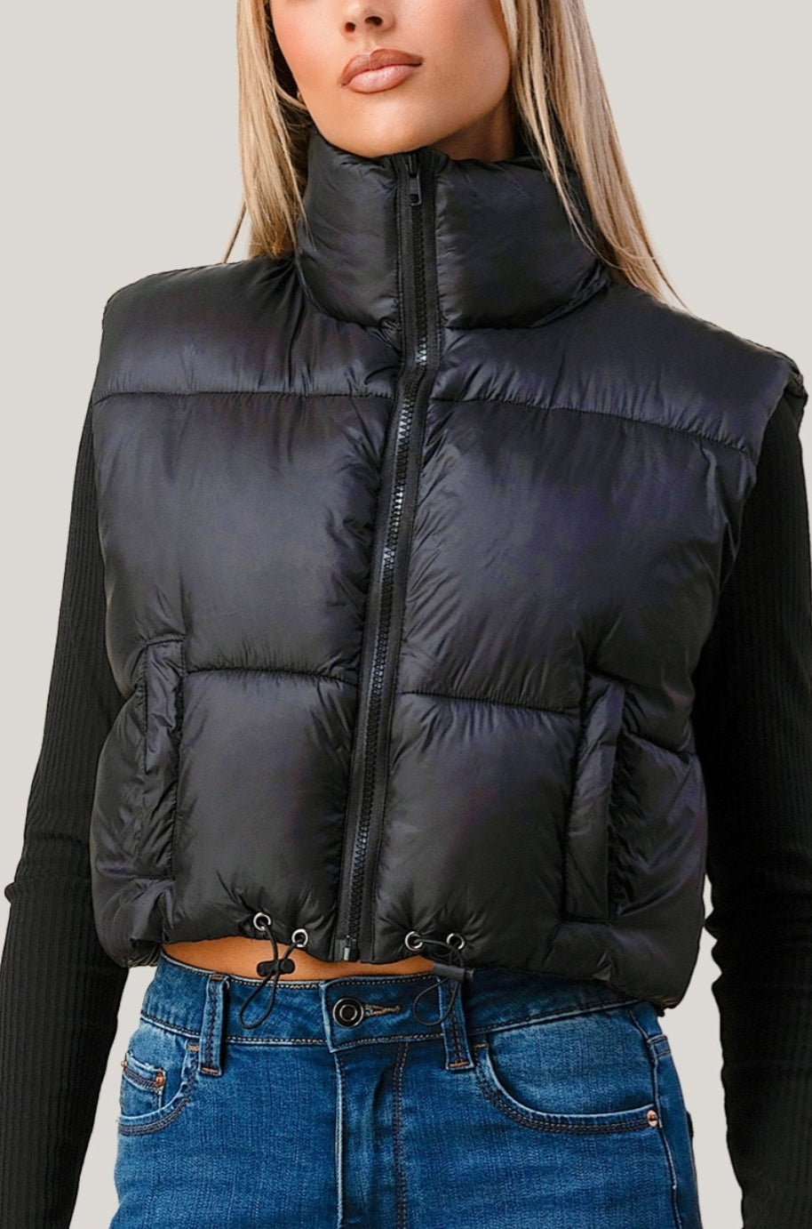 Cropped puffer vest