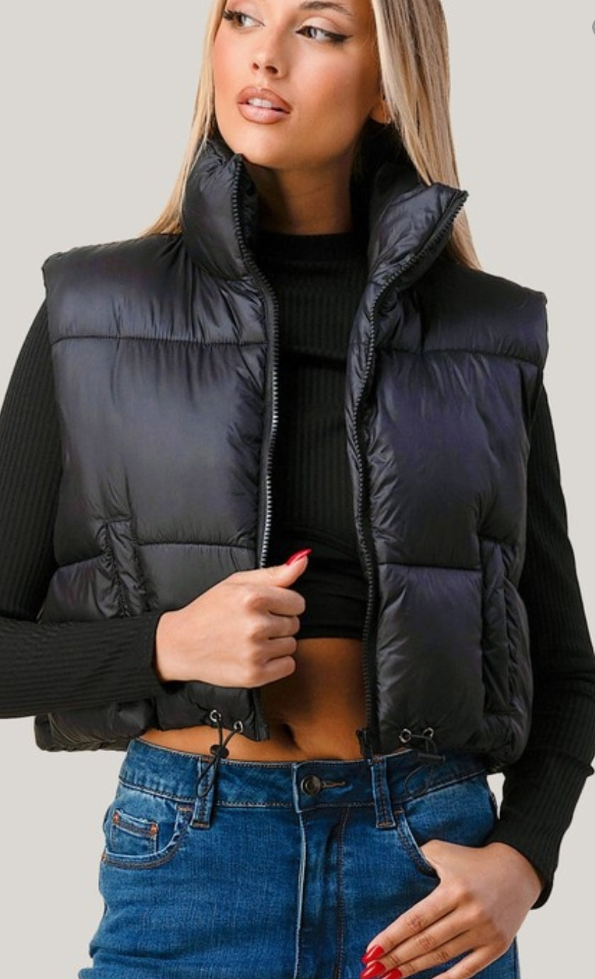 Cropped puffer vest