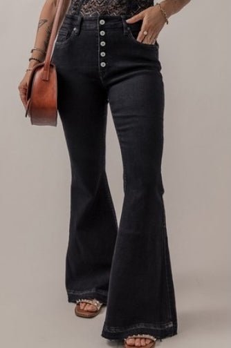 Highwaisted button fly flare jeans
