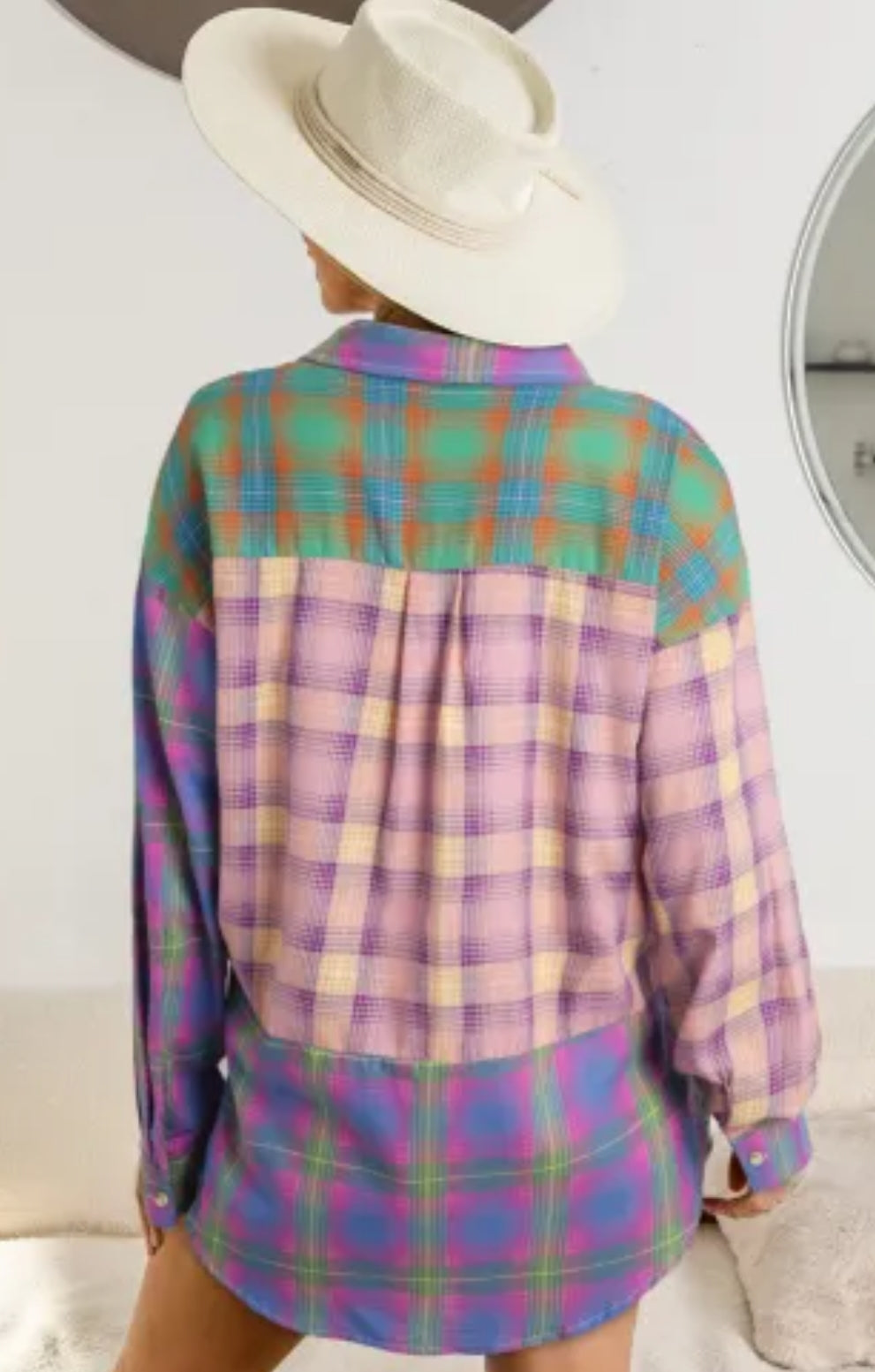 Two tone plaid light weight shirt