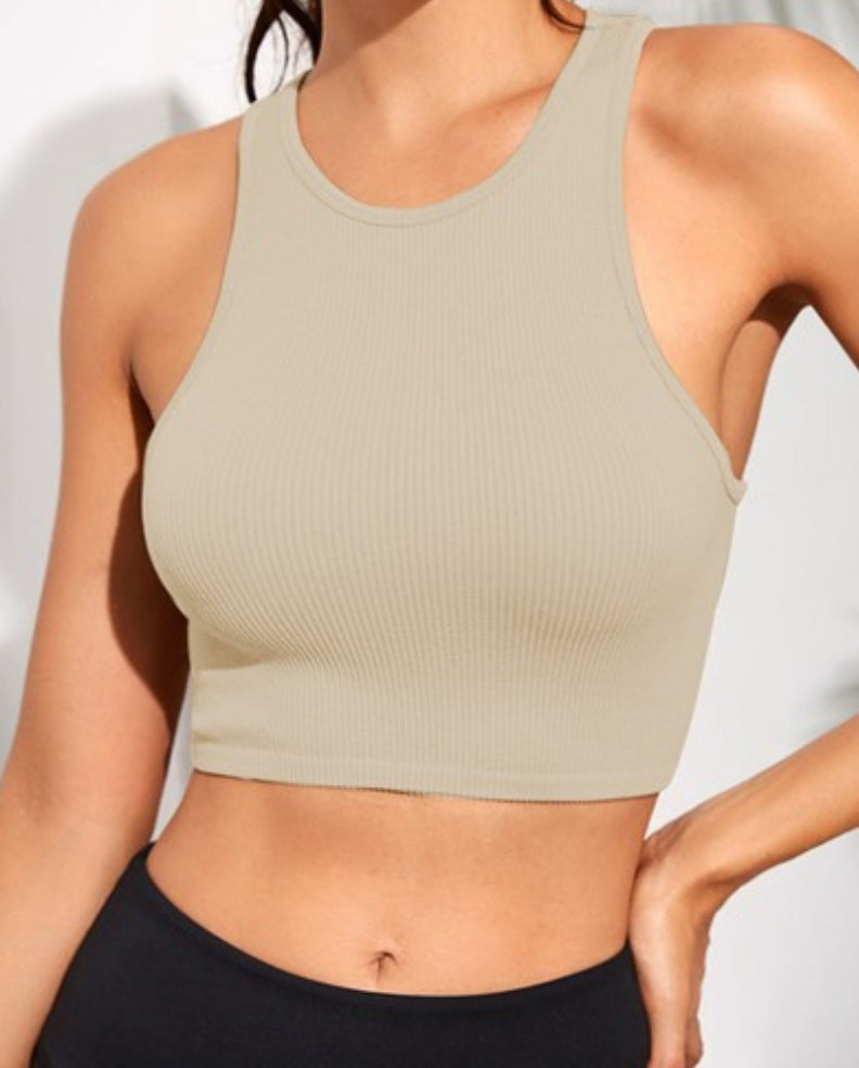 Crew neck cropped tank