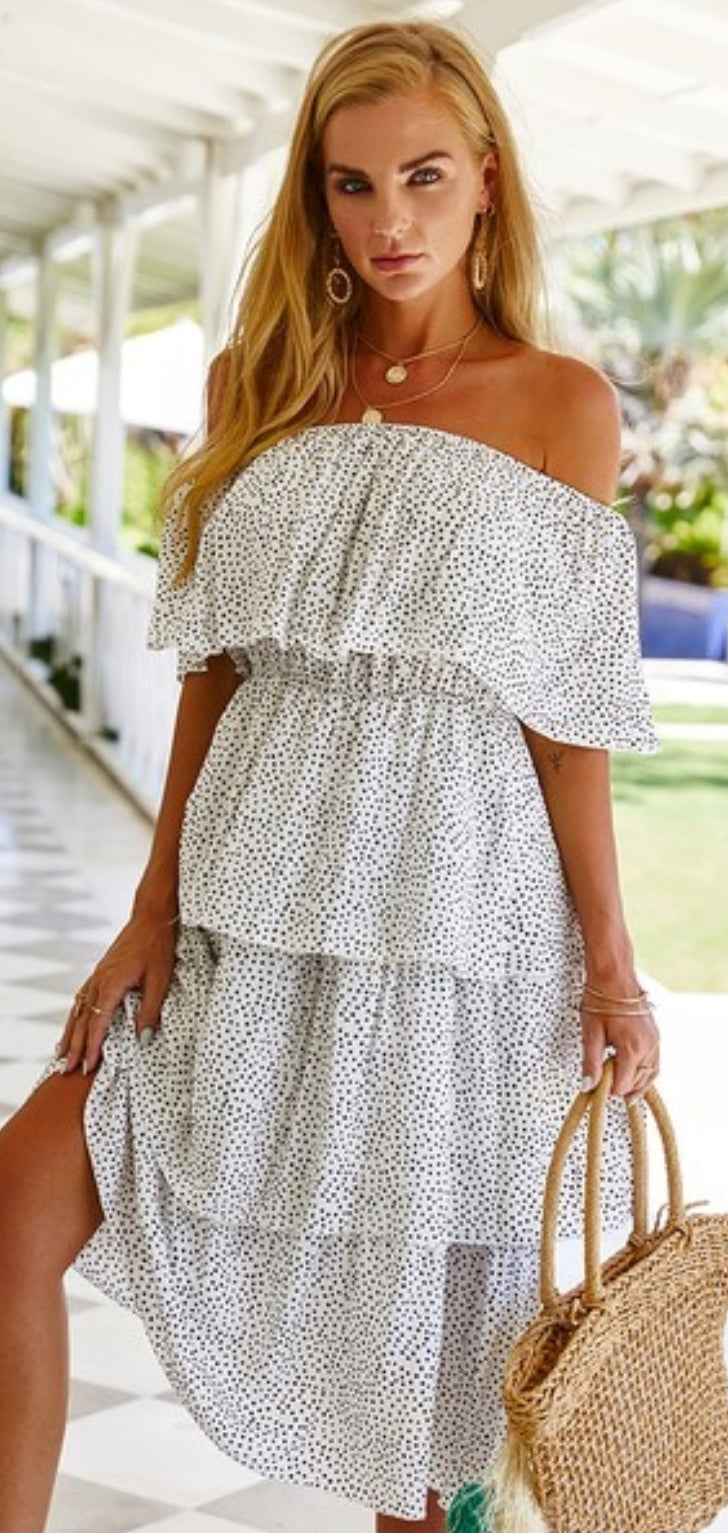 Off shoulder ruffle dress