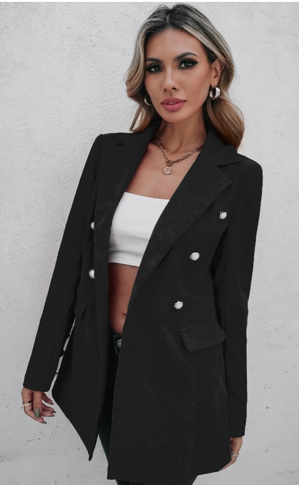 Pearl button blazer