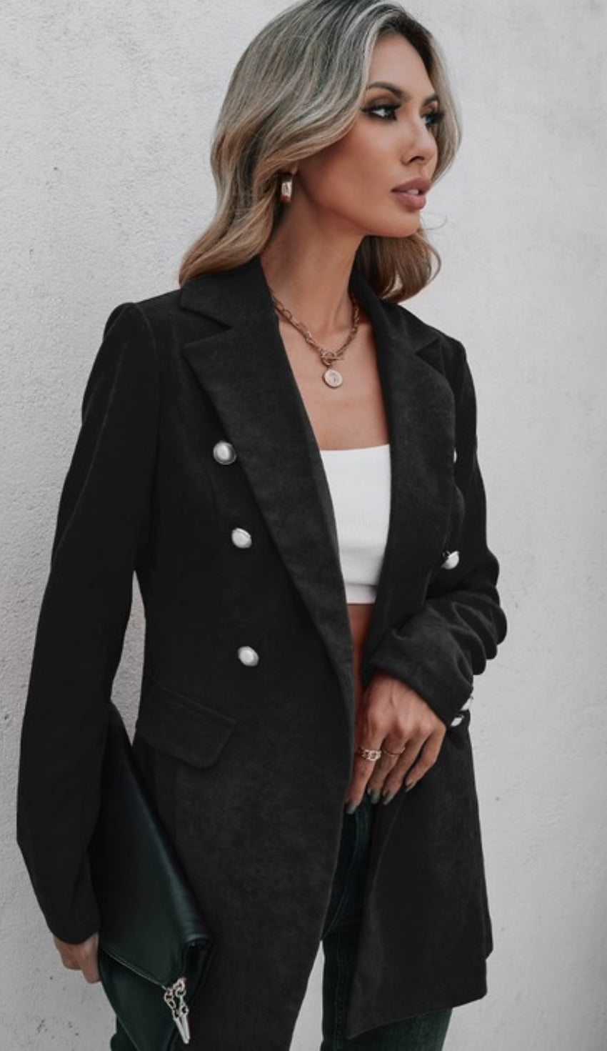 Pearl button blazer