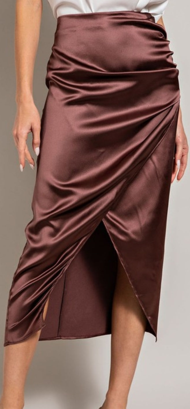 Satin rouche side skirt