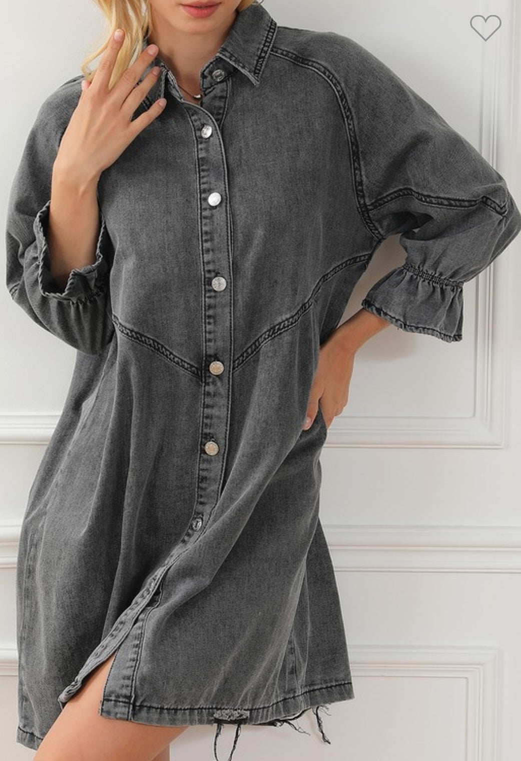 Denim button down dress