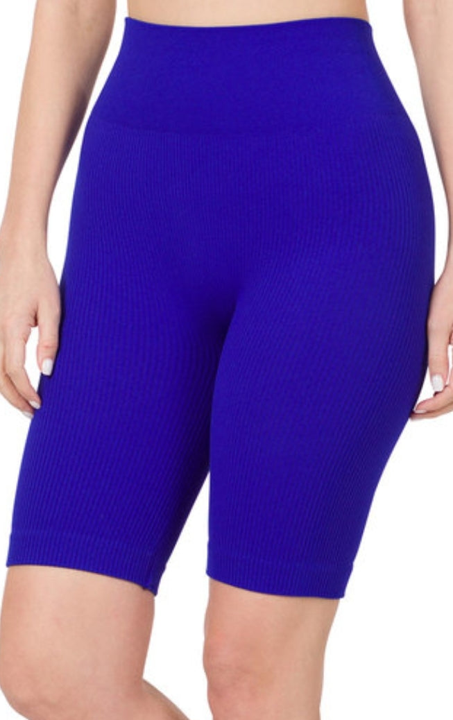 Seamless ribbed biker shorts