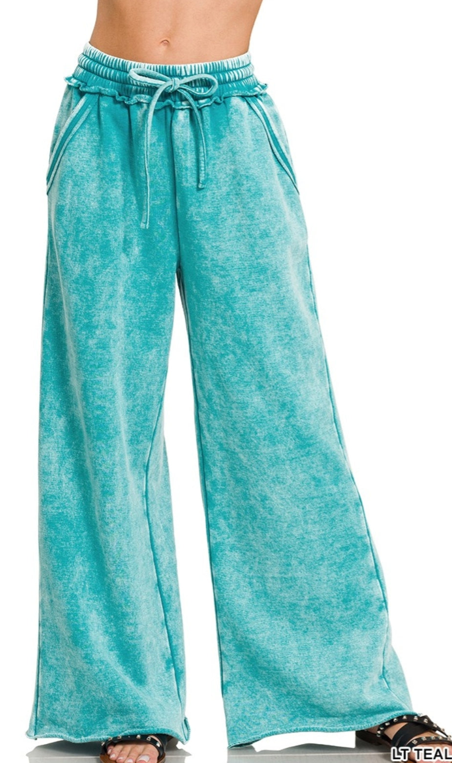 Acid wide leg raw hem sweatpants