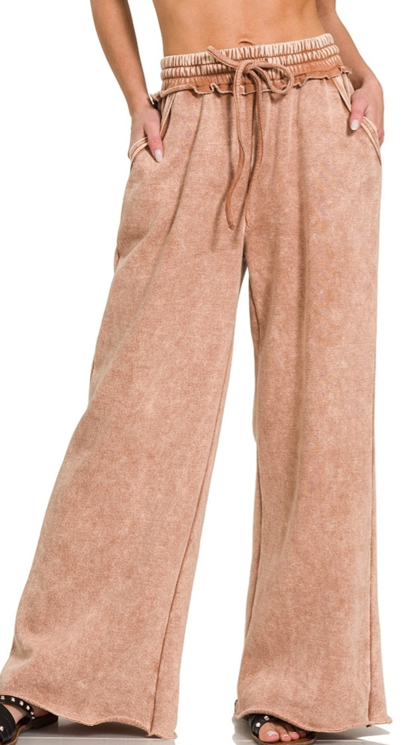 Acid wide leg raw hem sweatpants