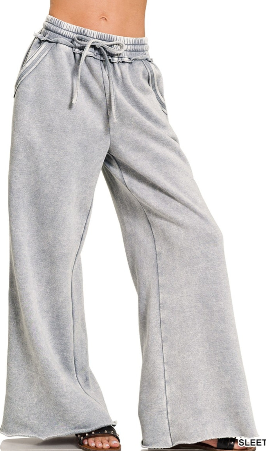 Acid wide leg raw hem sweatpants