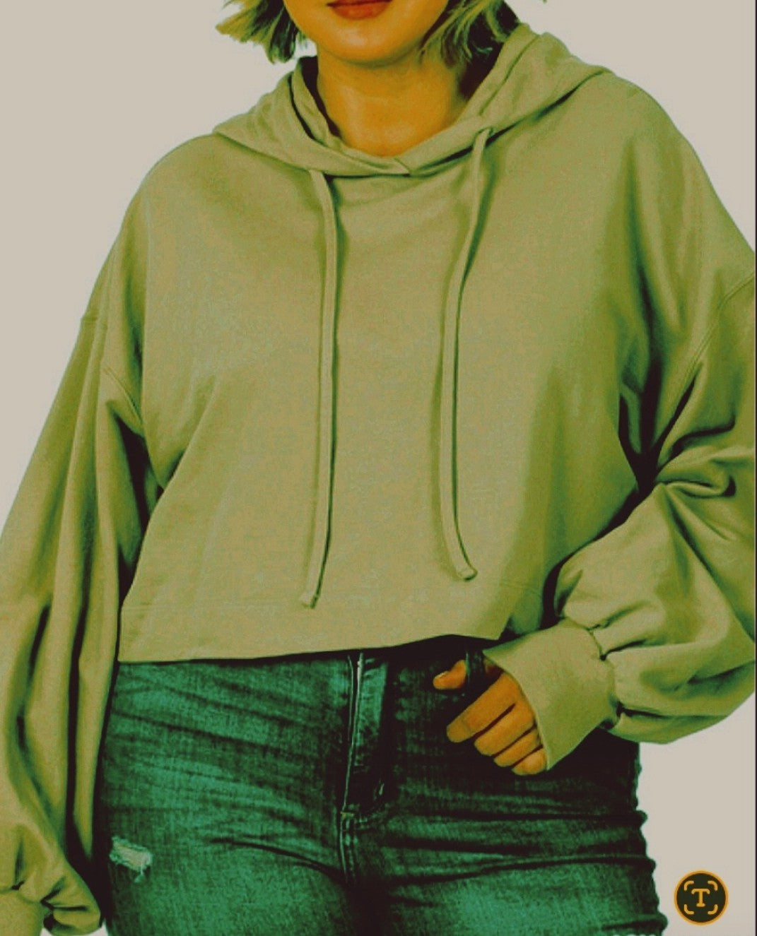 Cropped Bubble sleeve hoodie