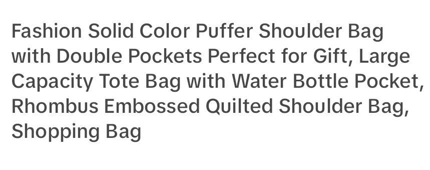 Large puffer shoulder bag with side pockets