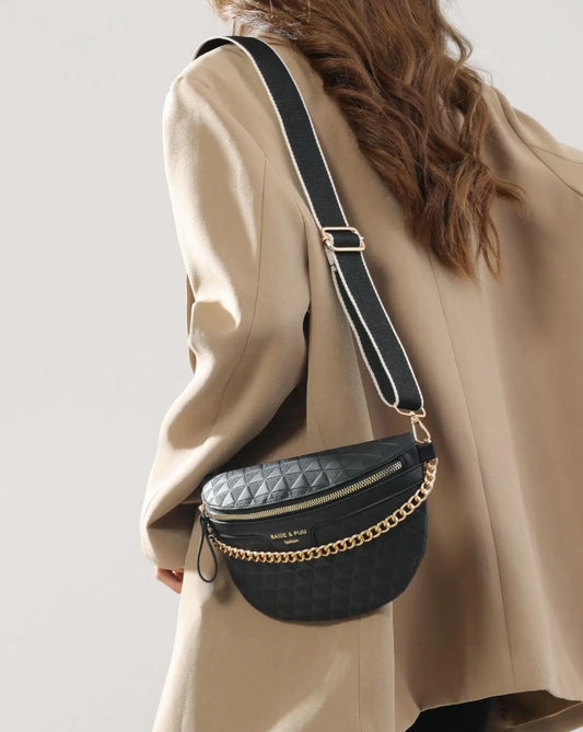 Quilted faux leather crossbody