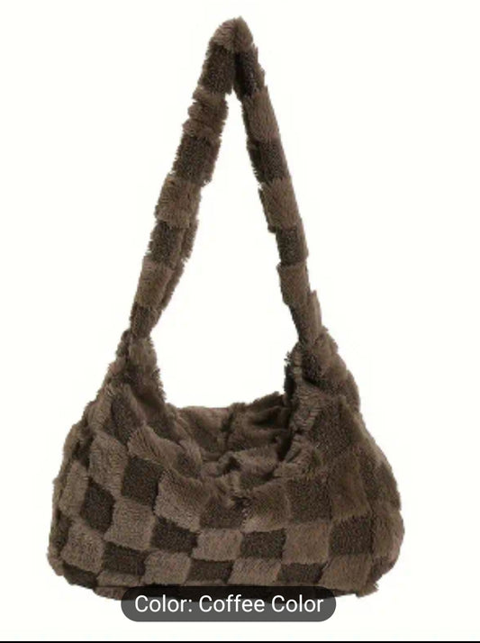 Plush checkered purse