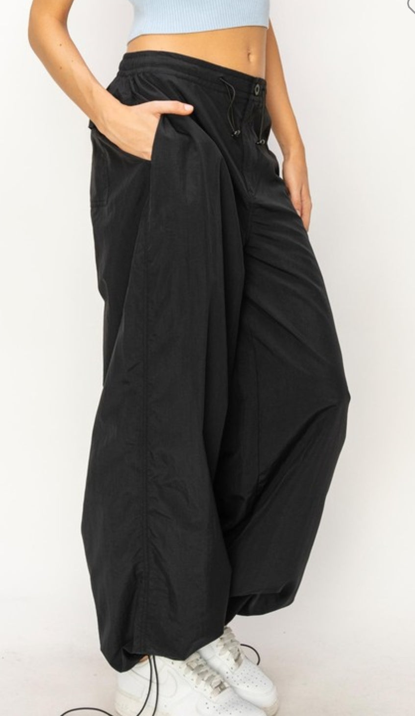 High waisted parachute pants