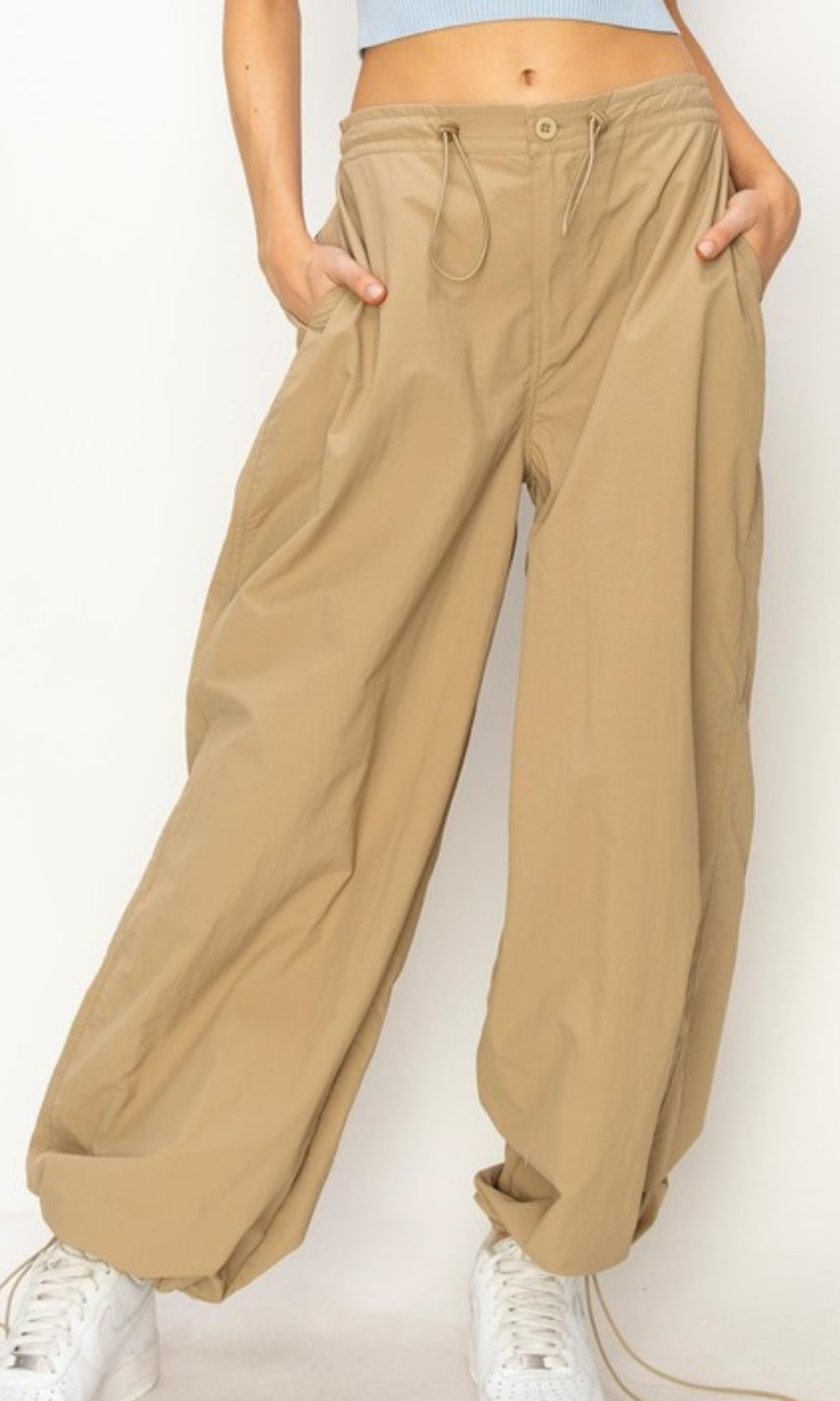 High waisted parachute pants