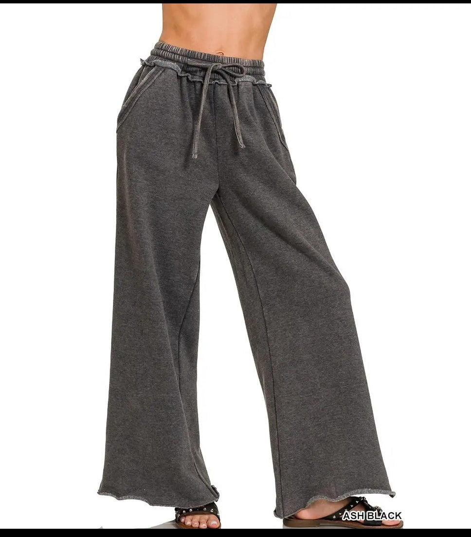 Acid wide leg raw hem sweatpants