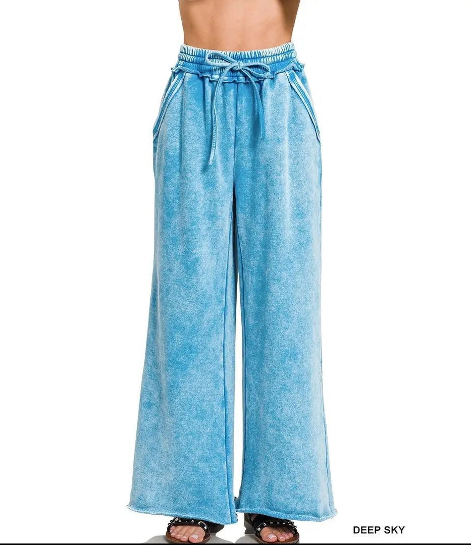 Acid wide leg raw hem sweatpants