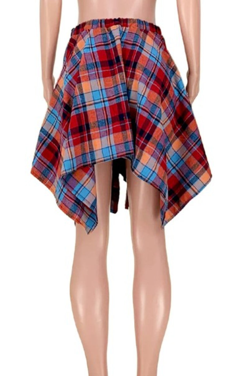 Faux flannel tied skirt