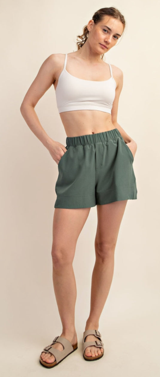 Crinkle woven shorts