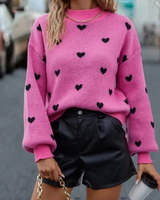 Heart bubble sleeve sweater