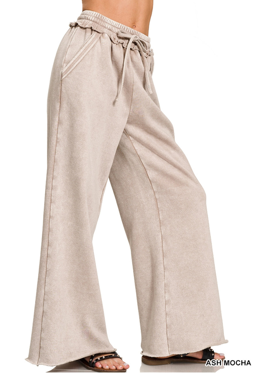 Acid wide leg raw hem sweatpants