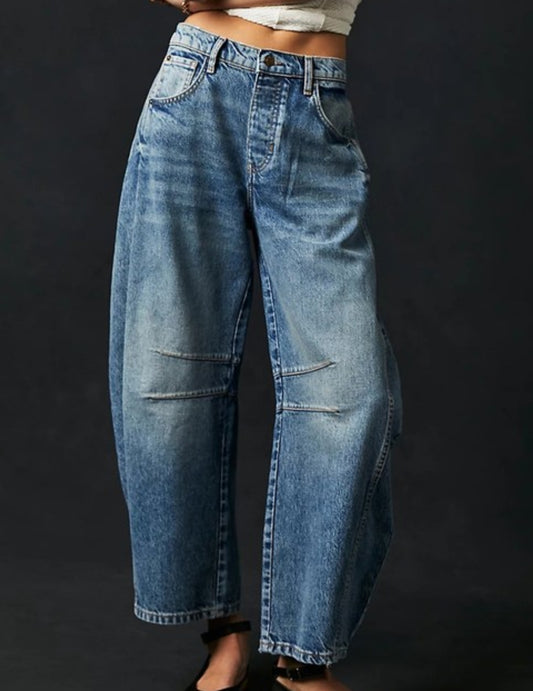 Mid-rise barrel jeans