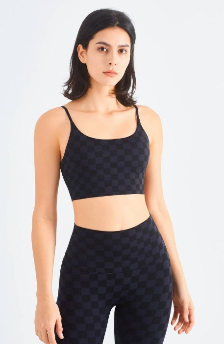 Checker crop sport tank