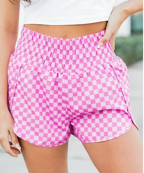 Checker highwaisted athletic shorts