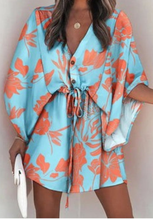 Floral kimono Dress/ oversize shirt