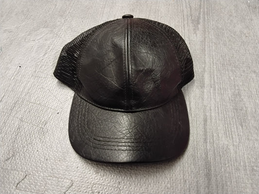 Black leather hat