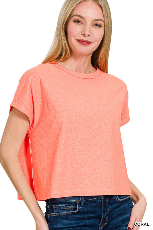 Cropped cap sleeve tee