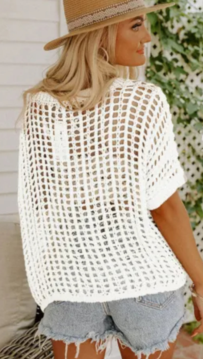 Knit loose short sleeve shirt