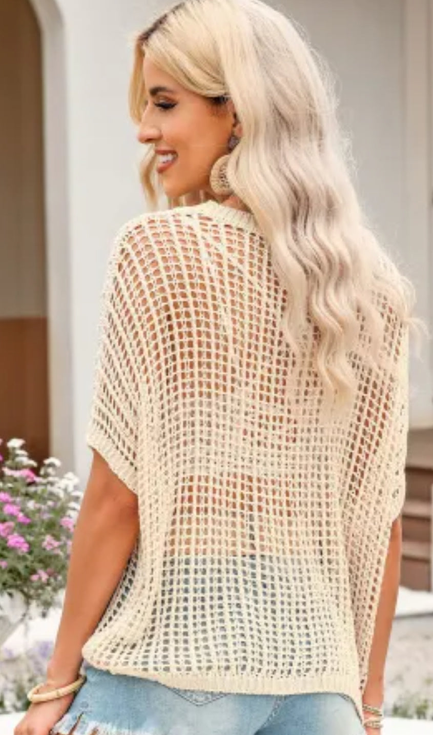 Knit loose short sleeve shirt