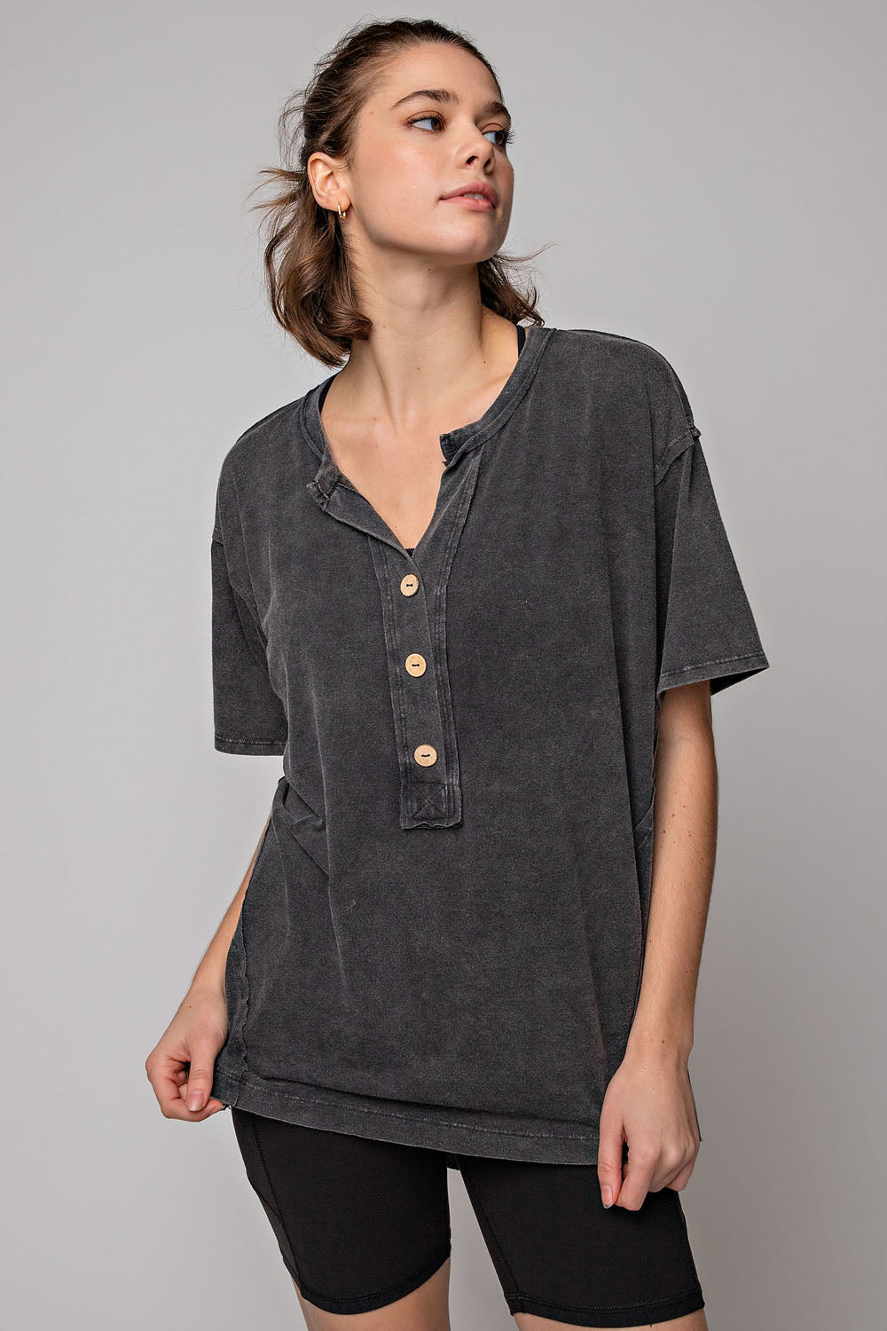 Washed Henley Top