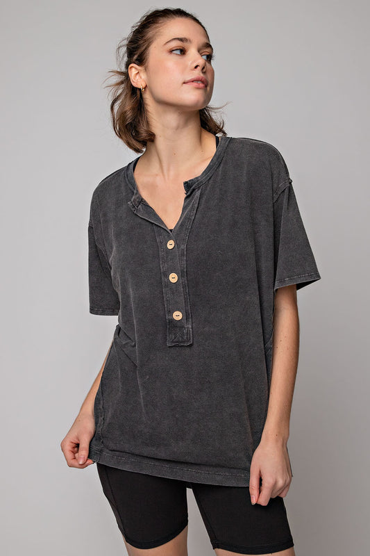 Washed Henley Top