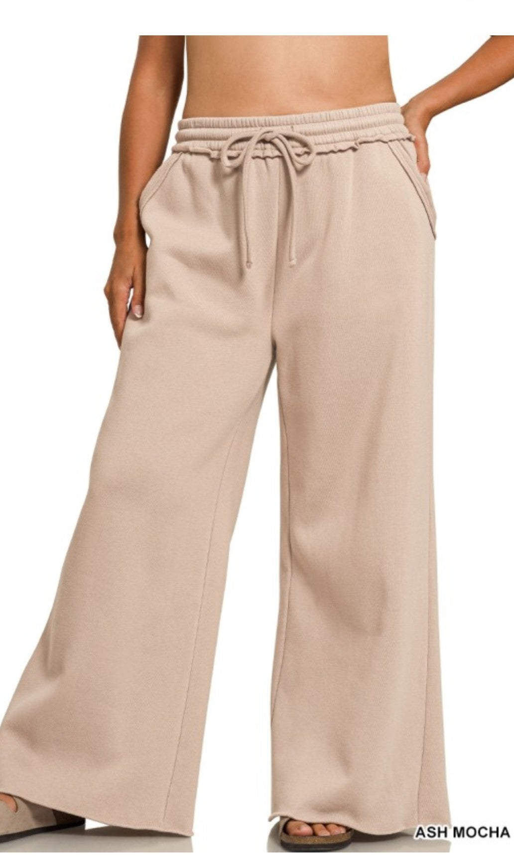 Wide leg raw hem sweatpants