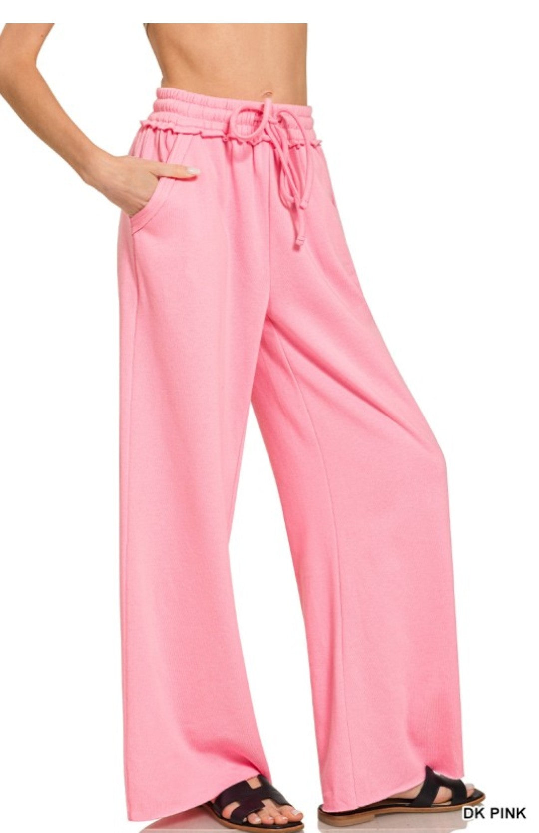 Wide leg raw hem sweatpants